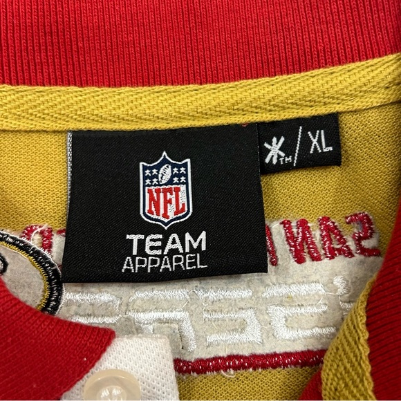 San Francisco 49ers Football Rugby Style Klew NFL Red Gold Polo Shirt Mens sizes - Picture 15 of 16